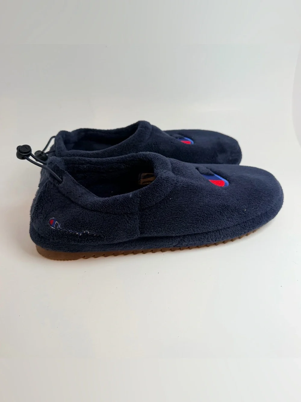 Champion Navy Blue Fleece Slip-On Loafers with Red Accent